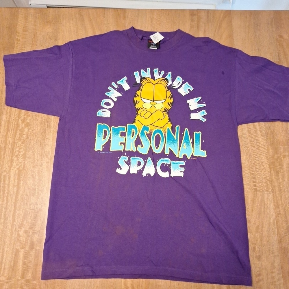 RARE NEW Vintage 1990s PAWS Mens XL Garfield 'Don't Invade My Personal Space'
